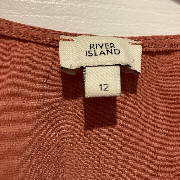 River Island terracotta knot front peplum blouse ladies size 12 - Picture 2 of 2